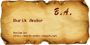Burik Andor névjegykártya